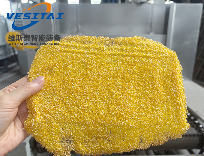 玉米碴定型水份烘干烘烤食品隧道炉试验——【维斯泰】